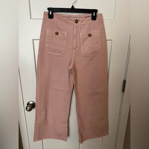 Zara Light Pink Wide Leg Crop Jeans